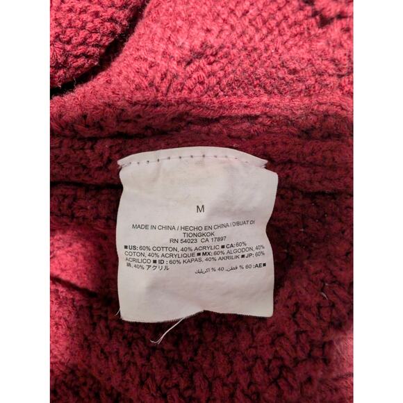 Old Navy Red Cable Knit Sweater 3/4 Sleeve Scoop Neck Size Medium - Picture 5 of 5